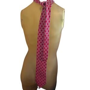 Donald J. Trump Signature Collection Red Square Geometric Neck Tie 100% Silk